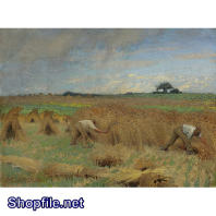 Tranh sơn dầu nông dân gặt lúa
